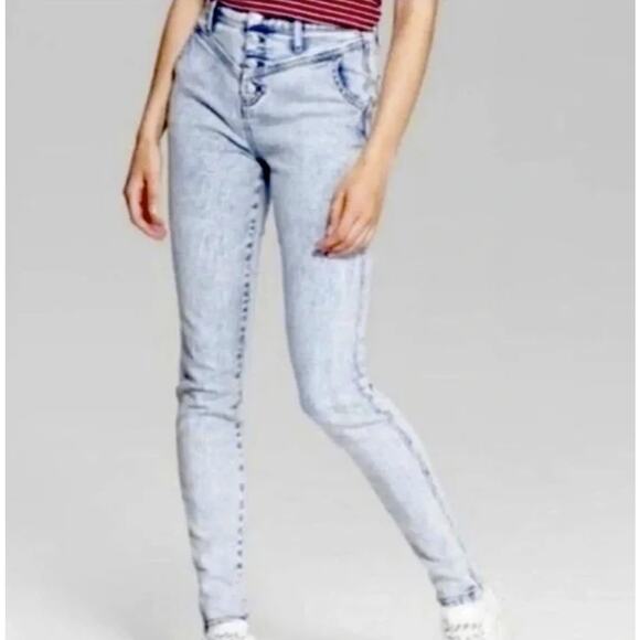 Wild Fable Acid Wash Button Fly High Rise Super Skinny Jeans Size 8 - Picture 1 of 8